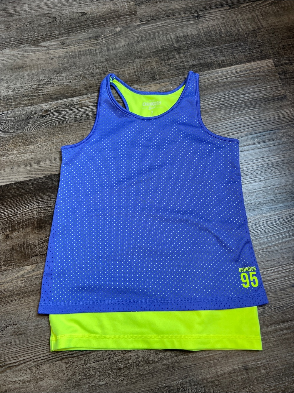 OshKosh B'gosh Bright Blue & Lime Layered Tank - Girls